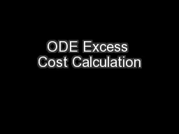 ODE Excess Cost Calculation