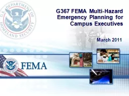 G367 FEMA Multi-Hazard Emergency Planning for Campus Execut