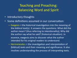 Teaching and Preaching: