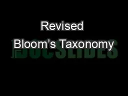 Revised Bloom’s Taxonomy