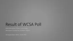 Result of WCSA Poll