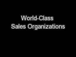 World-Class Sales Organizations