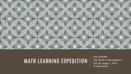 Math Learning Expedition