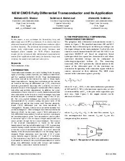 NEW CMOS Fully Differential Tr ansconductor and Its Application Mohamed O