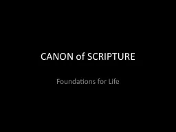 CANON of SCRIPTURE