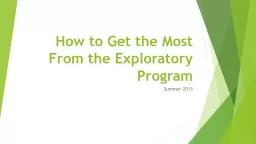 How to Get the Most From the Exploratory Program