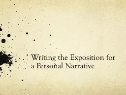 Writing the Exposition for a Personal Narrative