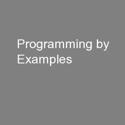 Programming by Examples