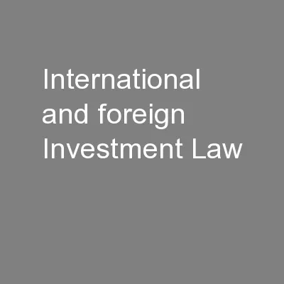 International and foreign Investment Law