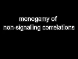 monogamy of non-signalling correlations