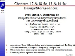 Chapters  17 & 18 6e, 13 & 14 5e: Design/Storage/In