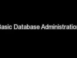 Basic Database Administration