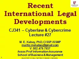 Recent International Legal Developments