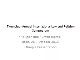 Twentieth Annual International Law and Religion Symposium