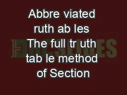 Abbre viated ruth ab les The full tr uth tab le method of Section