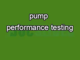 pump performance testing