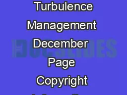 Turbulence Management December  Page GUIDANCE FOR TURBULENCE MANAGEMENT  Turbulence Management