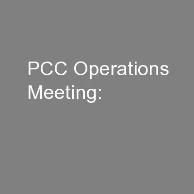 PCC Operations Meeting: