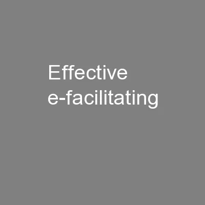 Effective e-facilitating