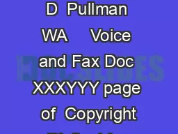 RevisionJune    E Main Suite D  Pullman WA     Voice and Fax Doc XXXYYY page  of  Copyright