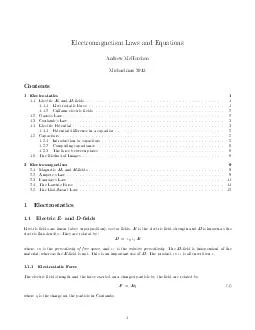 Electromagnetism Laws and Equations Andrew McHutchon Michaelmas  Contents  Electrostatics