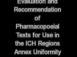 Guidance for Industry QB Evaluation and Recommendation of Pharmacopoeial Texts for Use