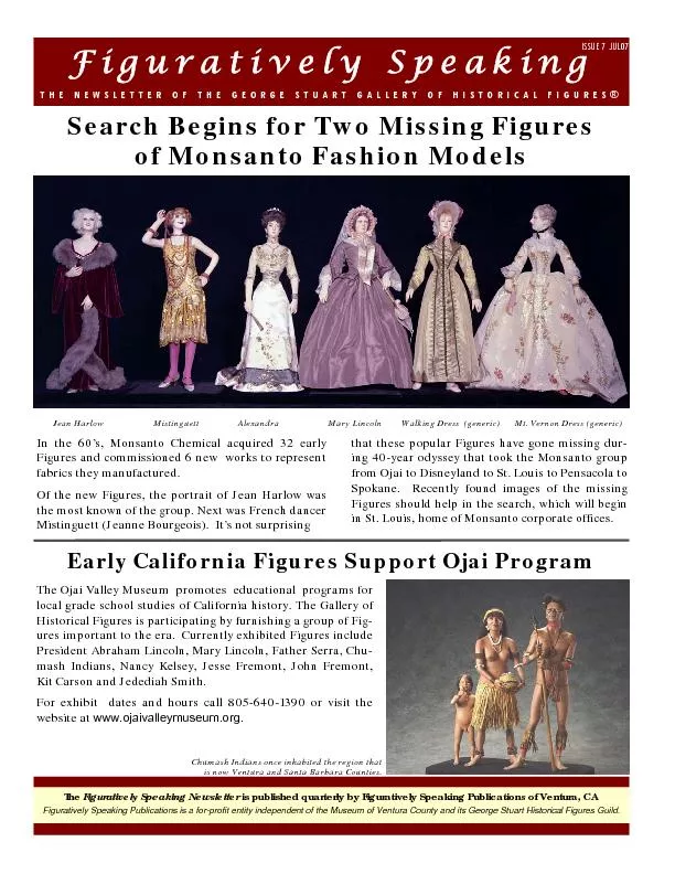 Figuratively Speaking THE NEWSLETTER OF THE GEORGE STUART GALLERY OF H