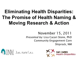Eliminating Health Disparities:
