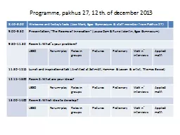 Programme, pakhus 27, 12 th. of december 2013