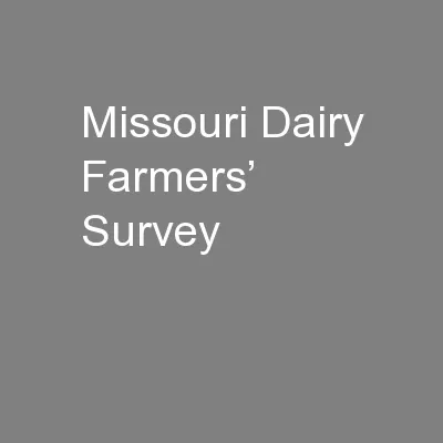 Missouri Dairy Farmers’ Survey
