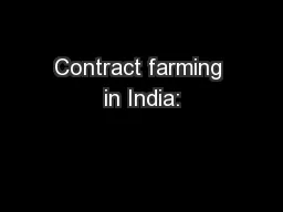 Contract farming in India: