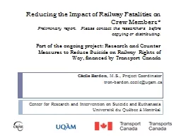 Reducing the Impact of Railway Fatalities on Crew Members*