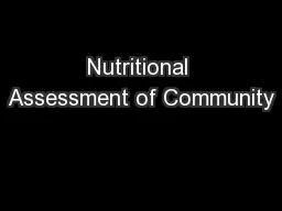 Nutritional Assessment of Community