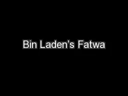 Bin Laden’s Fatwa