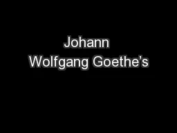 Johann Wolfgang Goethe’s