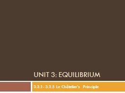 Unit 3: equilibrium