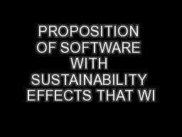 PROPOSITION OF SOFTWARE WITH SUSTAINABILITY EFFECTS THAT WI