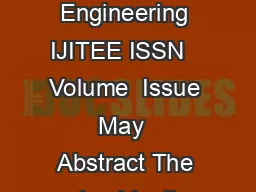 International Journal of Innovative Technology and Exploring Engineering IJITEE ISSN 