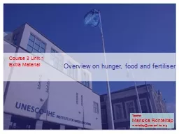 Overview on hunger, food and fertiliser