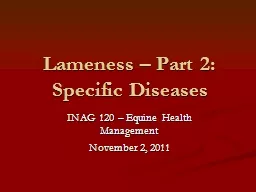 Lameness – Part 2: Specific Diseases