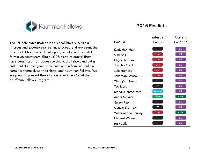 2015 Kauffman Finalistswww.kauffmanfellows.org