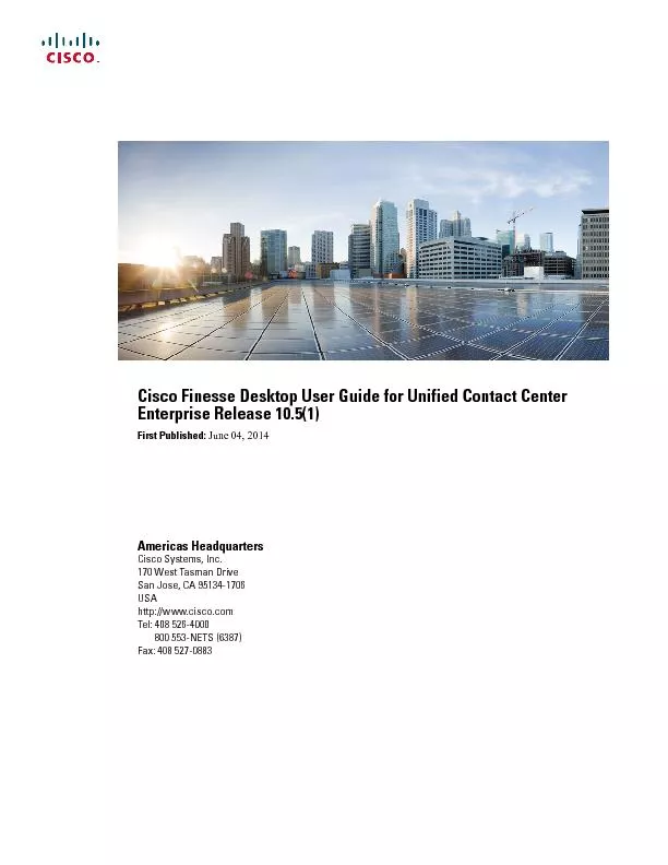 Cisco Finesse Desktop User Guide for Unified Contact CenterEnterprise