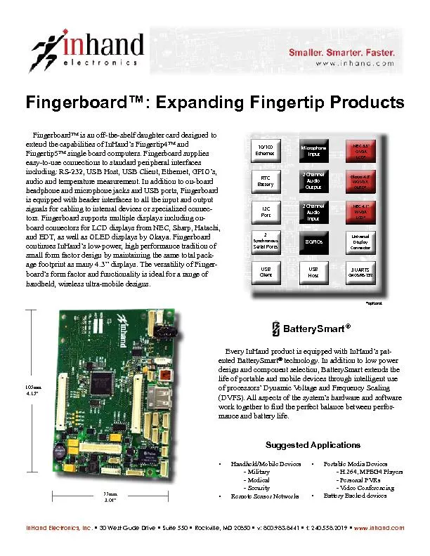 Fingerboard™: Expanding Fingertip ProductsInHand Electronics, Inc