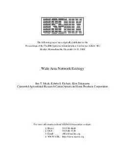 The following paper was originally published in the Proceedings of the Twelfth Systems Administration Conference LISA  Boston Massachusetts December   For more information about USENIX Association co