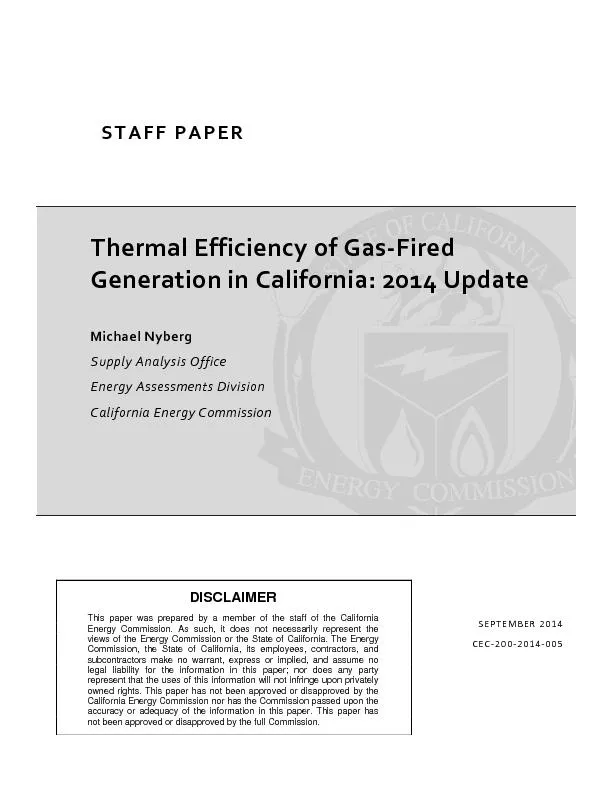 ThermalEfficiencyofGasFiredGenerationinCalifornia:2014Update