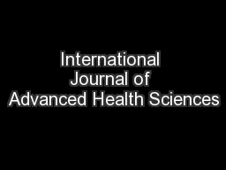 International Journal of Advanced Health Sciences