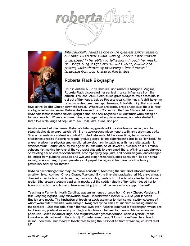 Page 1 of 4   Internationally hailed as one of the greatest songstress