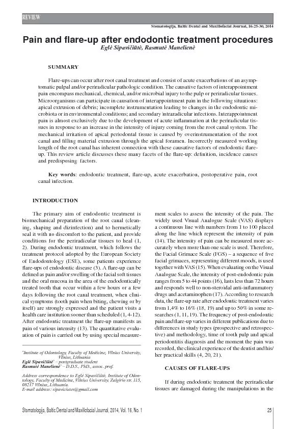 Stomatologija, Baltic Dental and Maxillofacial Journal, 2014, Vol. 16,