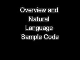 Overview and Natural Language Sample Code