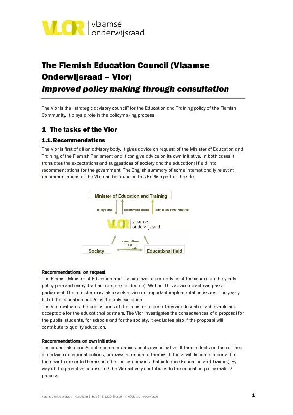 The Flemish Education Council (Vlaamse Onderwijsraad – Vlor)